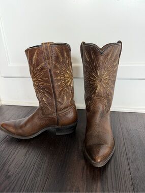 Rare 1950s Vintage ACME Starburst Brown Western Leather Cowboy Boots